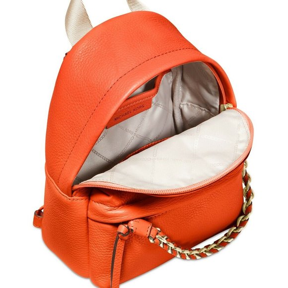 Michael Kors Slater Small Clementine Orange Pebbled Leather Convertible Backpack - Picture 7 of 8